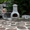 Vintiquewise Outdoor Clay Chiminea Fireplace Sun Design Wood Burning Fire Pit with Sturdy Metal Stand, Stone Gray QI004631.G - alternate 3